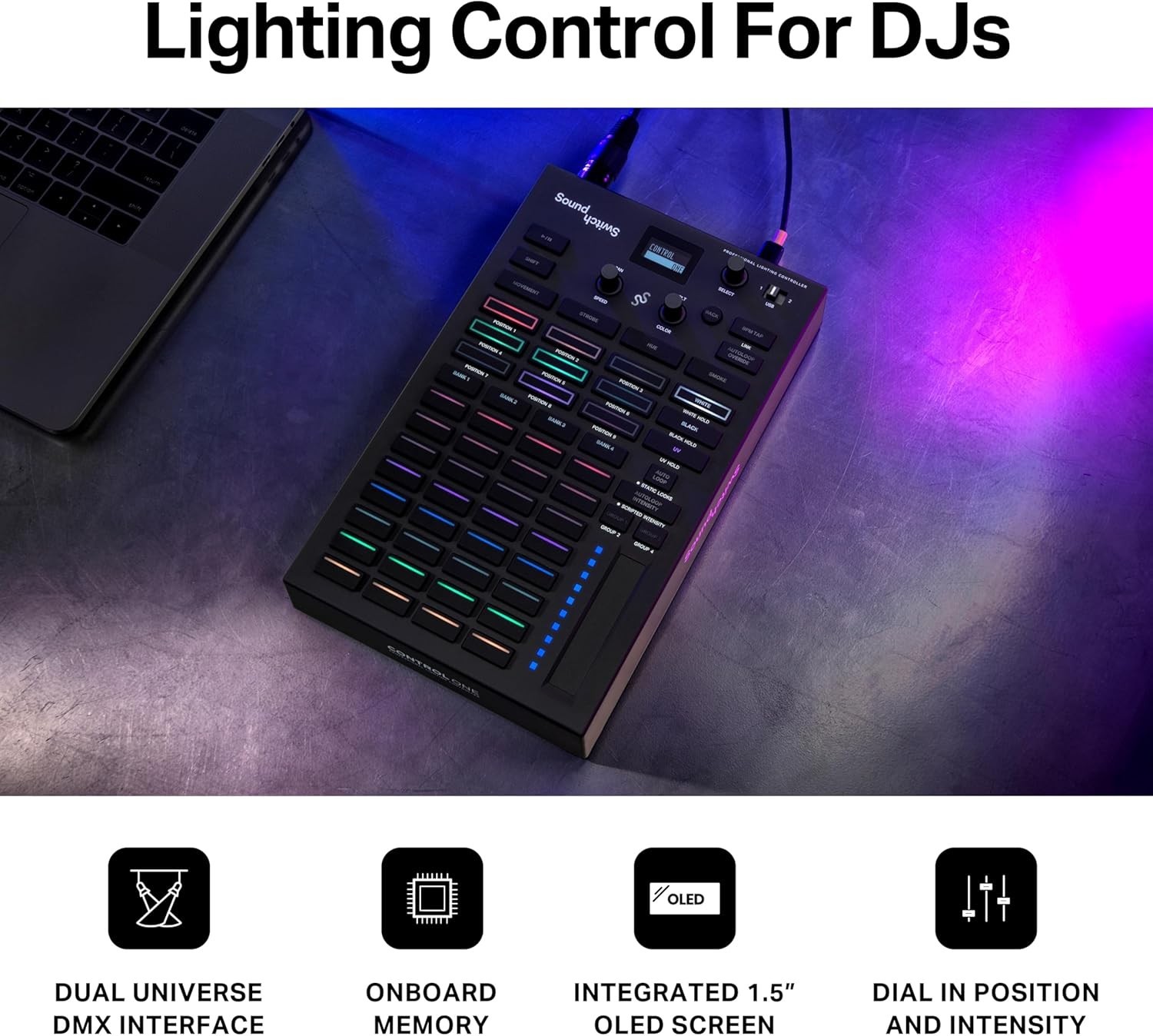 Customizable DMX DJ Lighting Controller with Live Audio Sync & Tactile Control