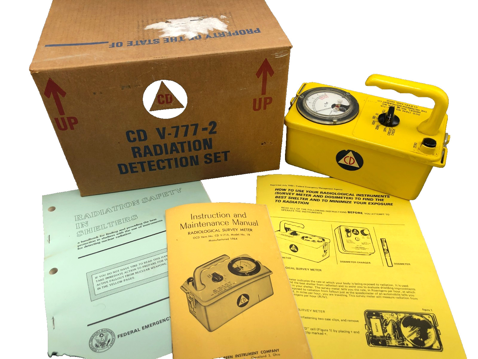 Victoreen CDV-715 Model 1B Survey Meter Set with Dosimeters & Charger UNTESTED