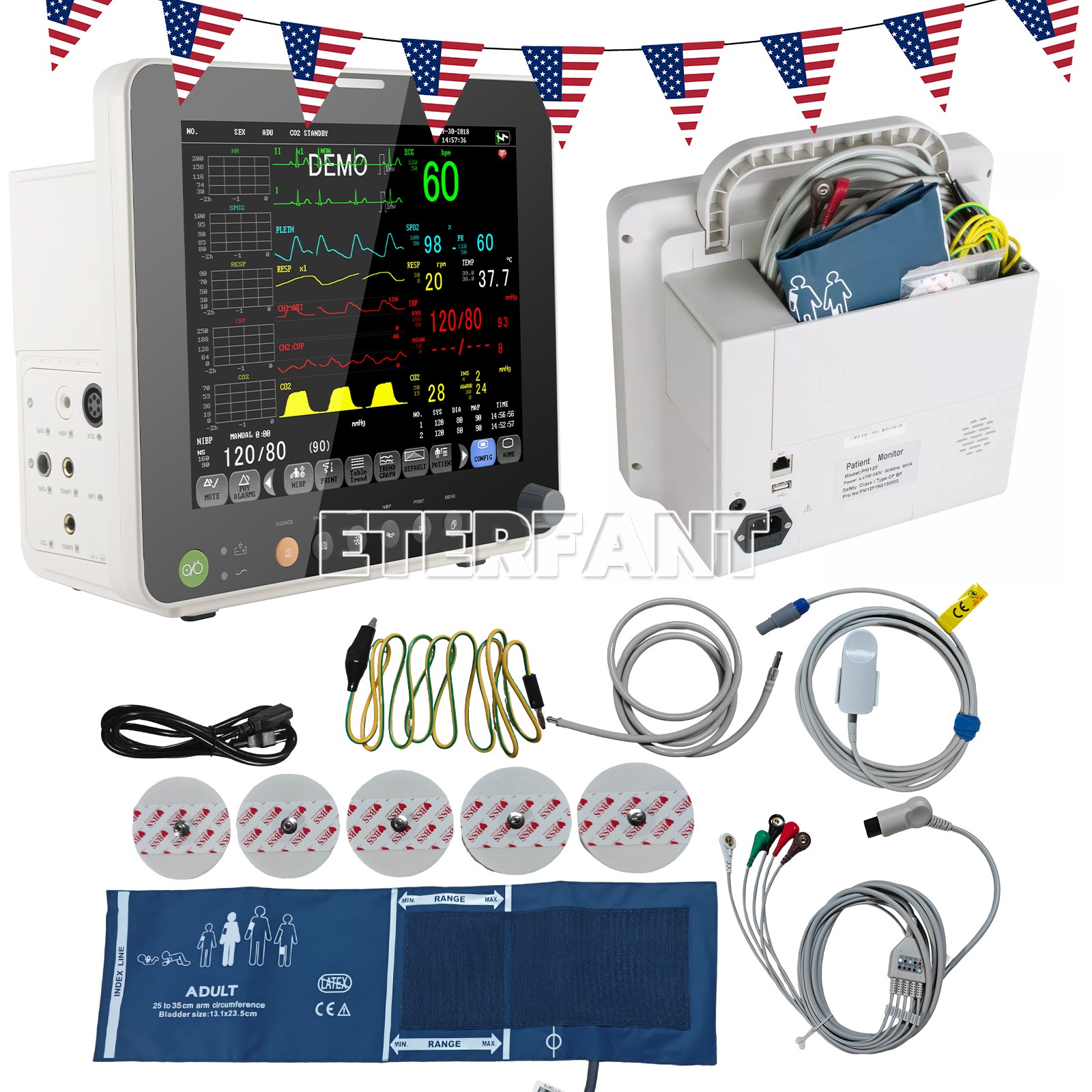 ETERFANT 12" Patient Monitor ICU CCU Vital Sign for Hospital/Wall Mount Bracket