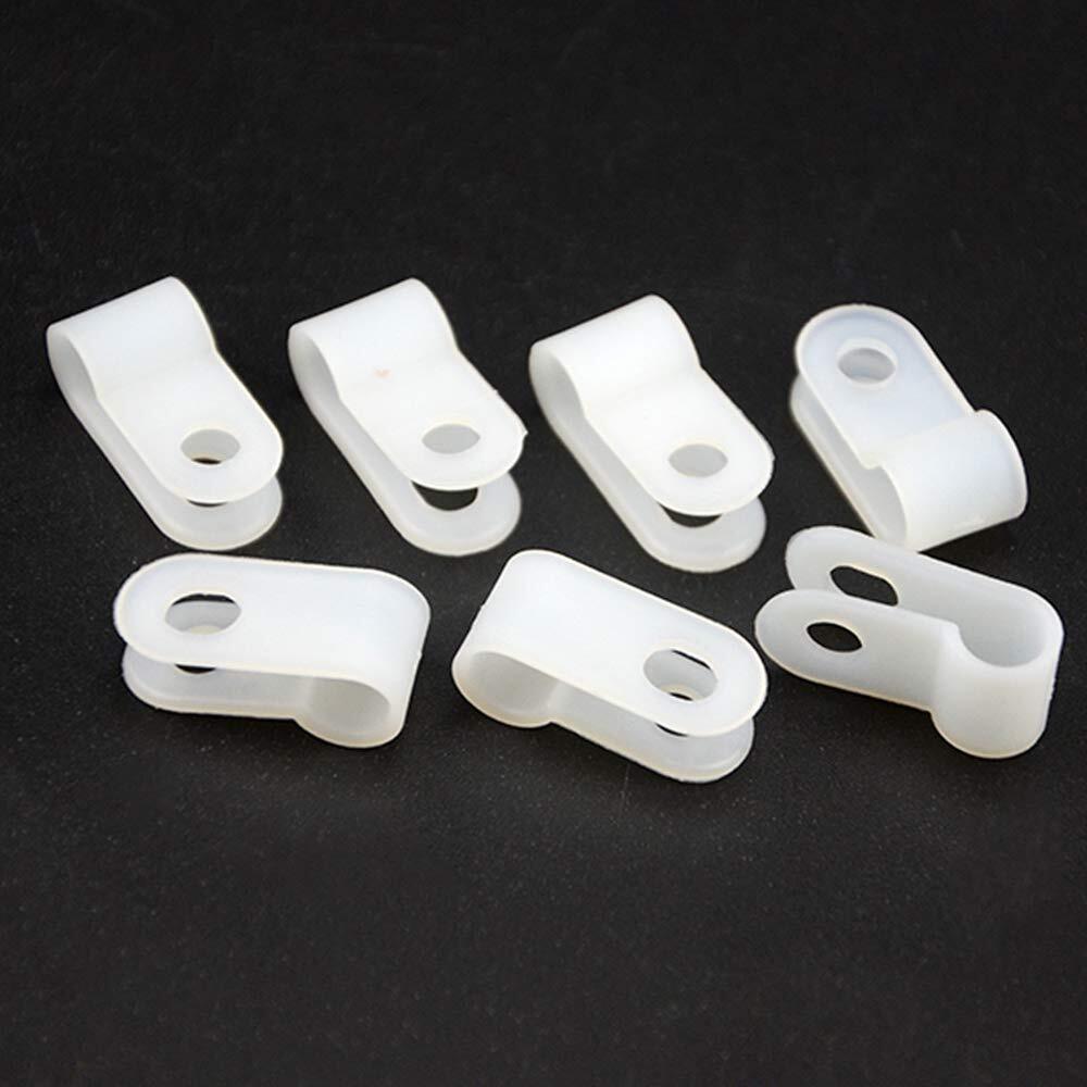 100pcs White Nylon R-Type Cable Clamps 1/8" Dia Wire Management Clips