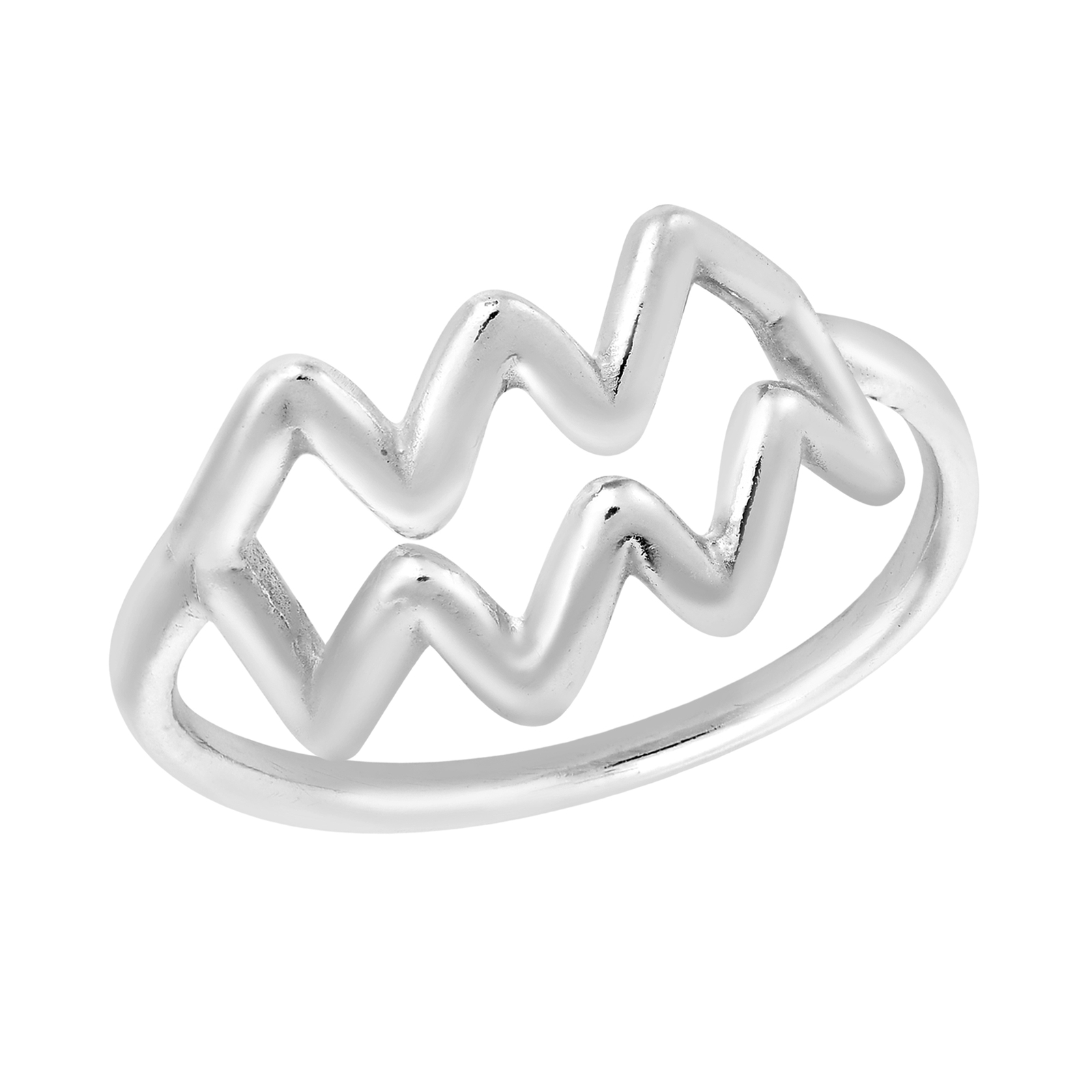 Astrological Zodiac Sign 'Aquarius'  Sterling Silver Band Ring-7