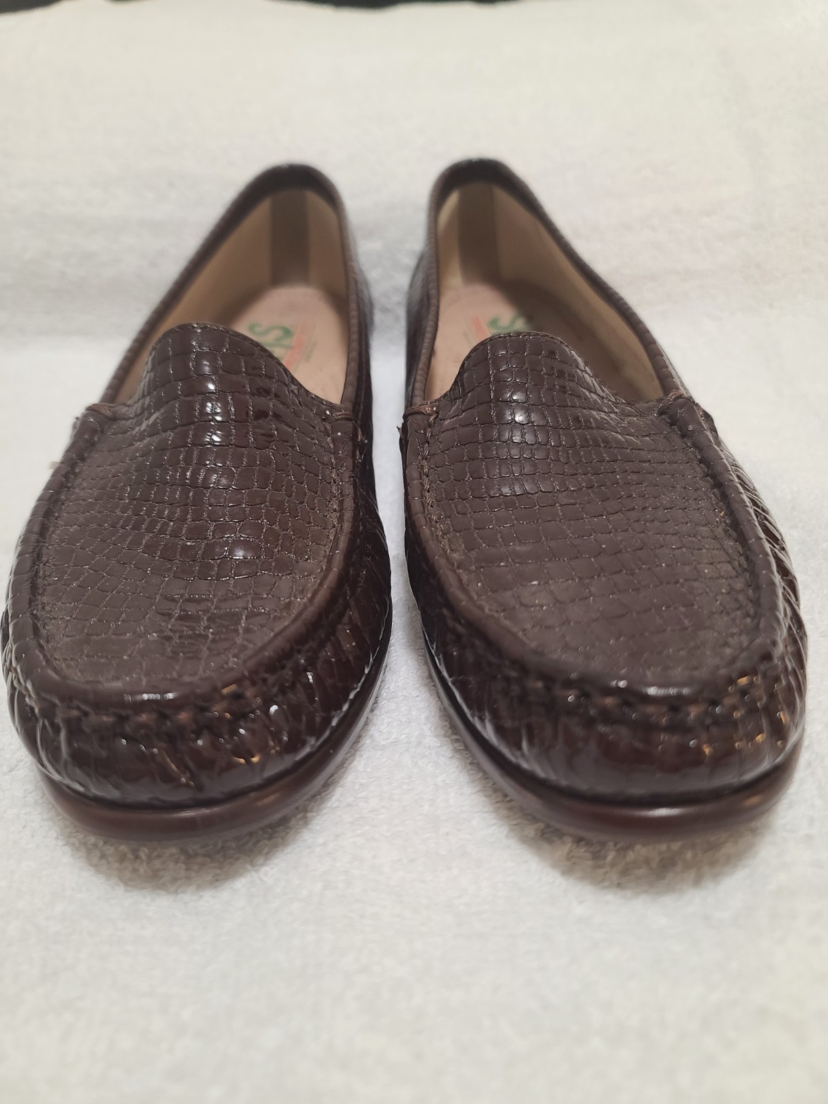 SAS Tripad Comfort Slip on Brown Crocodile Print Loafer Shoes Women's Size 11