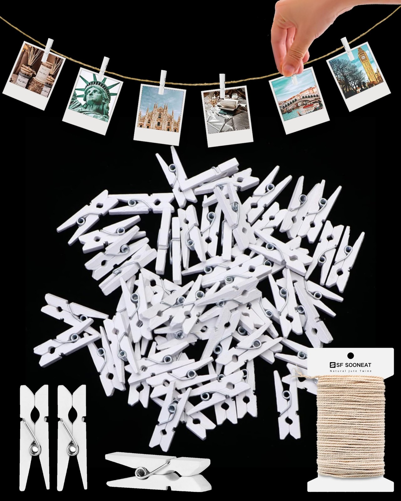Mini Clothes Pins Wooden Clothespins for Photo 1 Inch 150 PCS White 150 Pcs