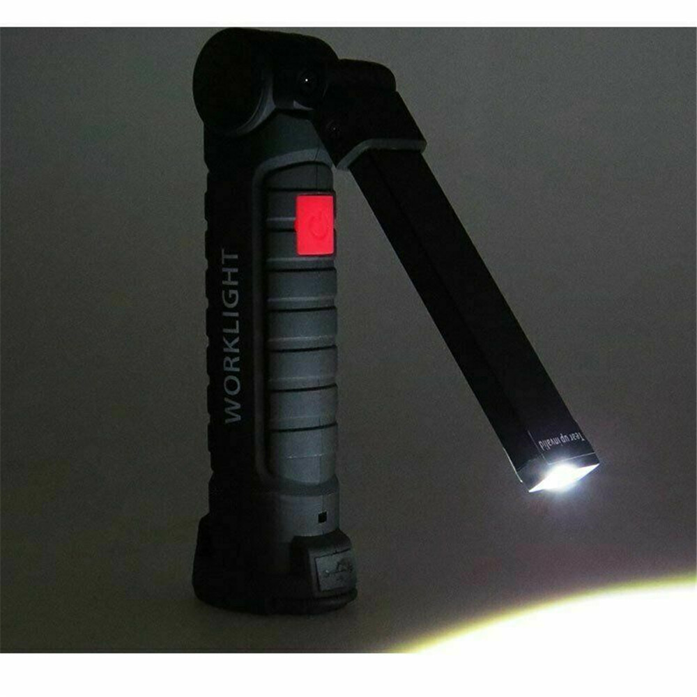 2 x LED COB Work Light USB Rechargeable Flashlight Magnetic Base Red White Light