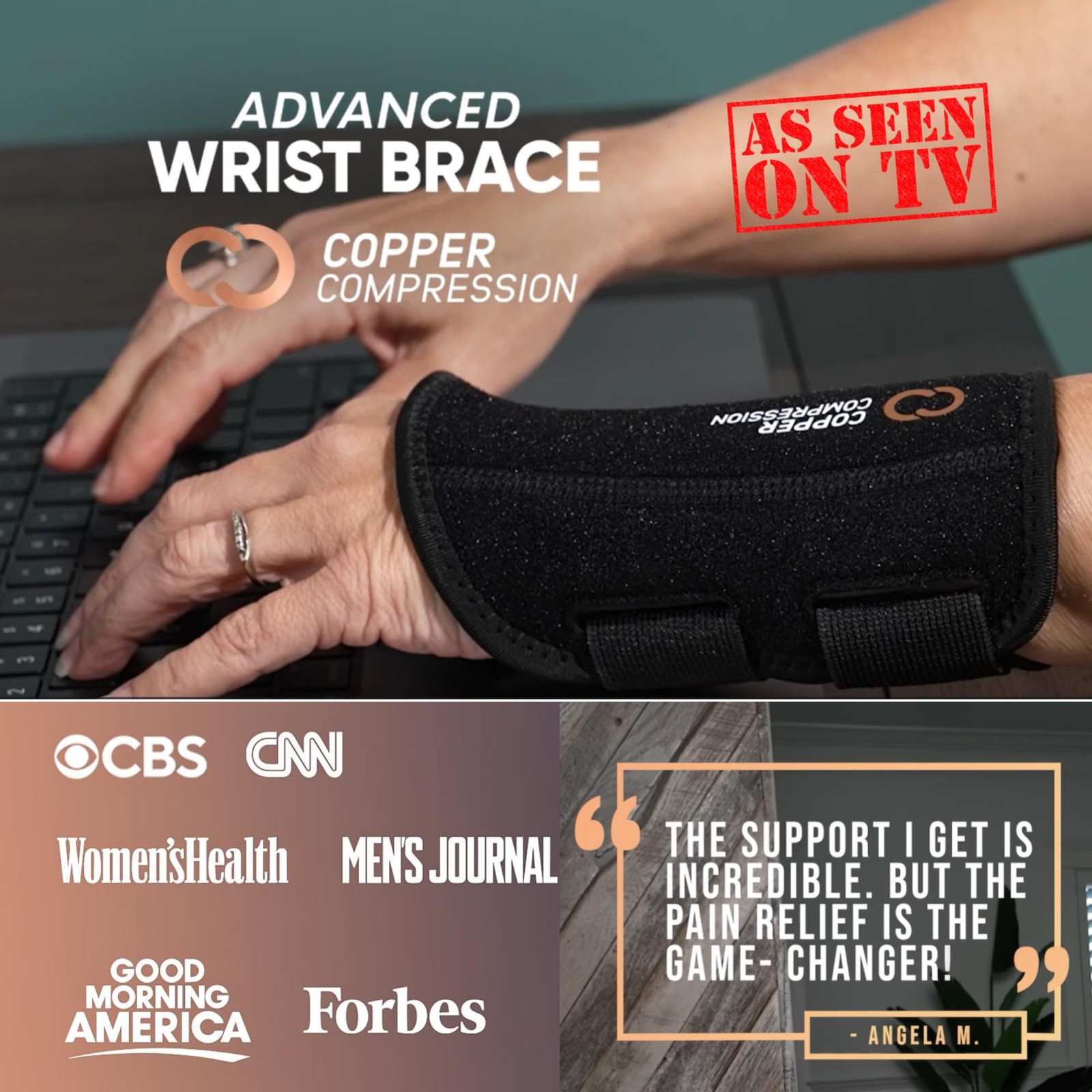 Copper Compression Advanced Wrist Right Hand Small/Medium (Pack of 1), Black