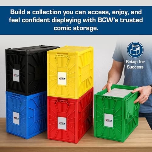 BCW Short Comic Book Bin | Holds 150 Comics | Stackable Plastic Storage | Aci...