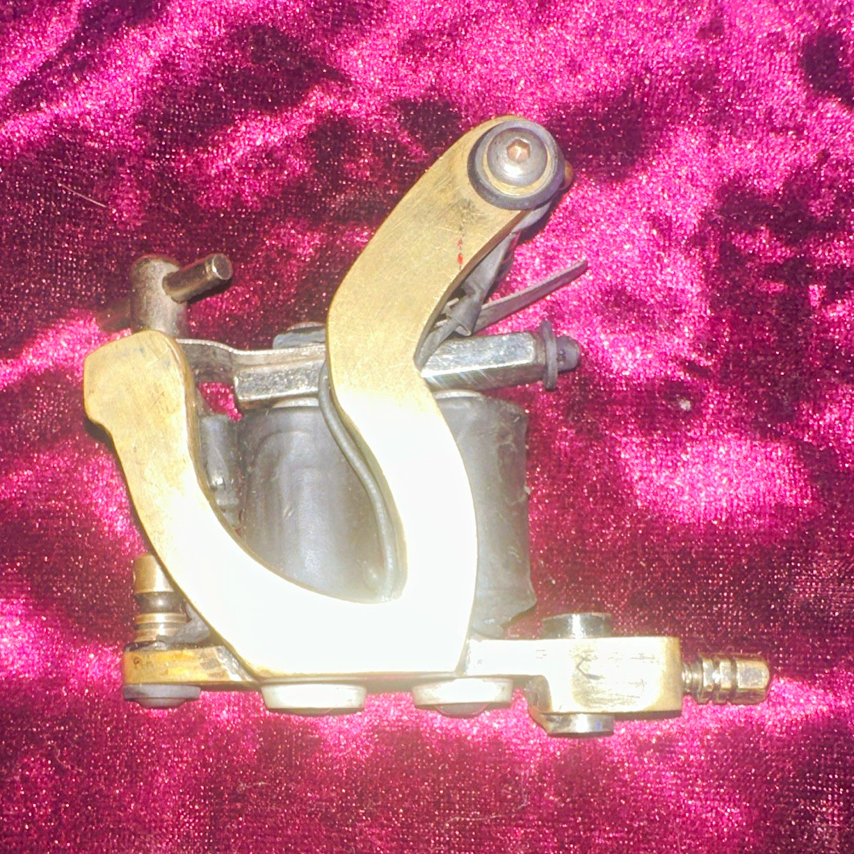 Adjustable 2-Coil Tattoo Machine, Metal Frame w/ Coils - Gold/Silver