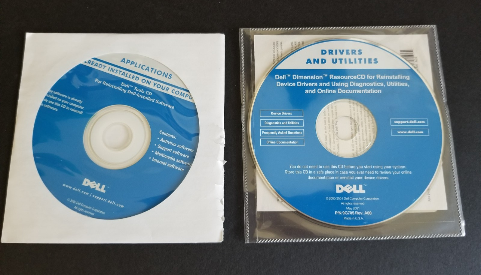 Vintage - 2 CDs - Dell Re-installing Software, Driver & Utilities