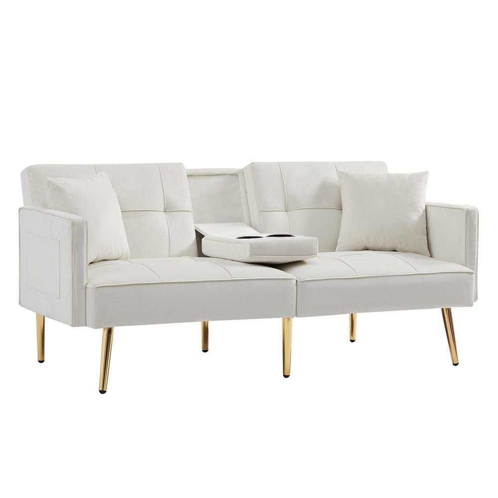 Sturdy and Durable WHITE VELVET SOFA BED