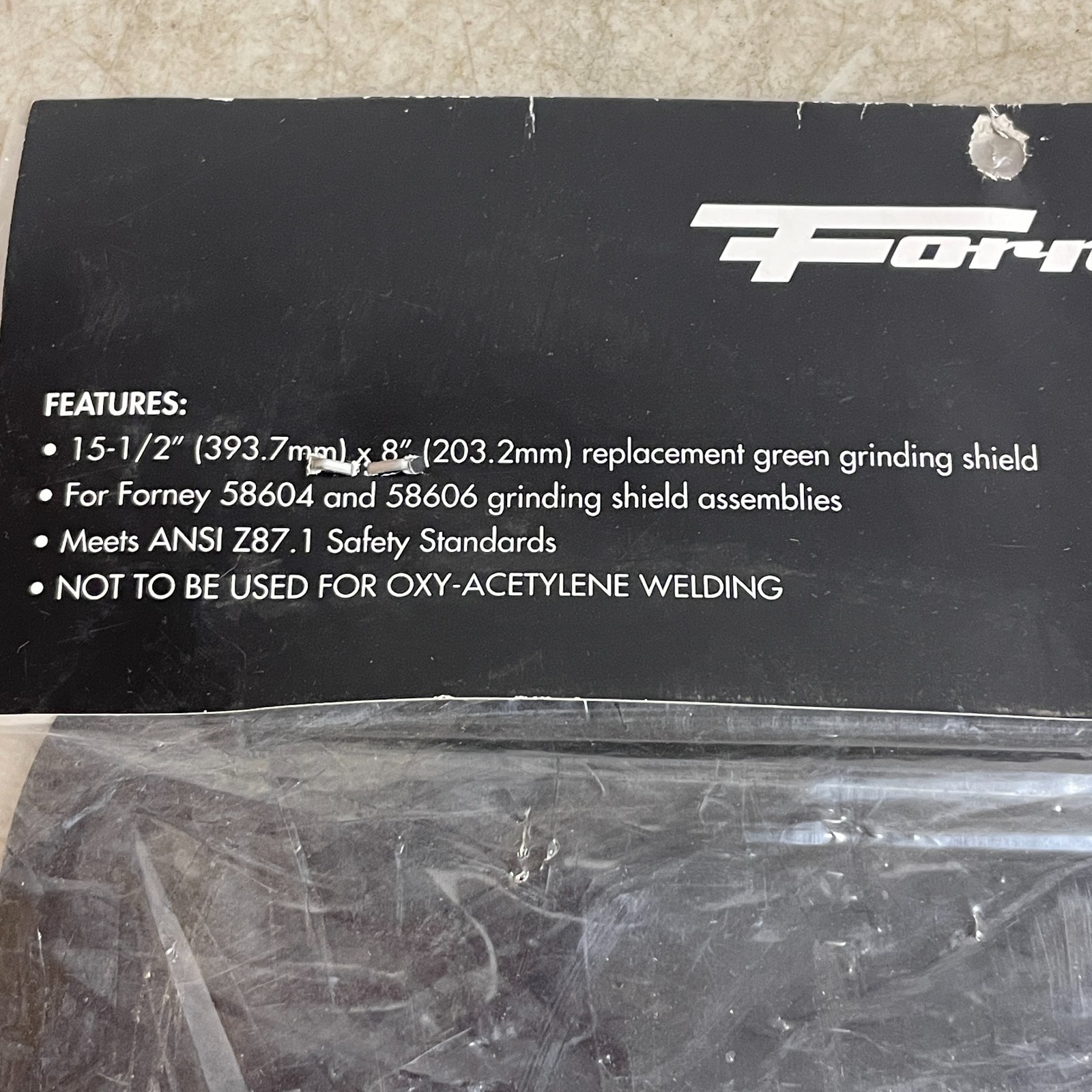 Forney 58603 Green Grinding Shield Visor 15.5" × 8" Replacement Face Protector