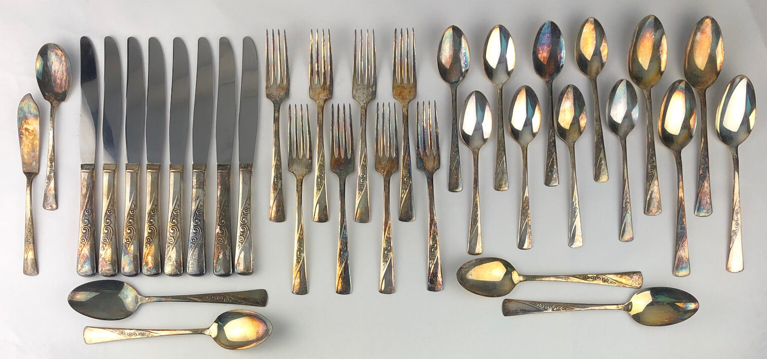 International Silver Revelation II Silverplate Flatware 34 Pcs Forks Vintage