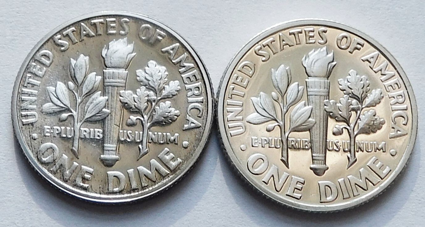 1961 + 1962 Gem Proof Roosevelt Silver Dimes, Two 10C coins