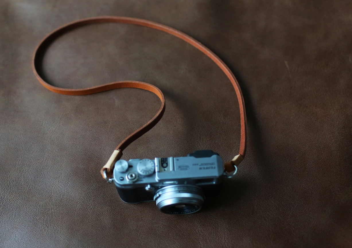 8mm simple brown leather thicken handmade Camera neck shoulder strap | Windmup