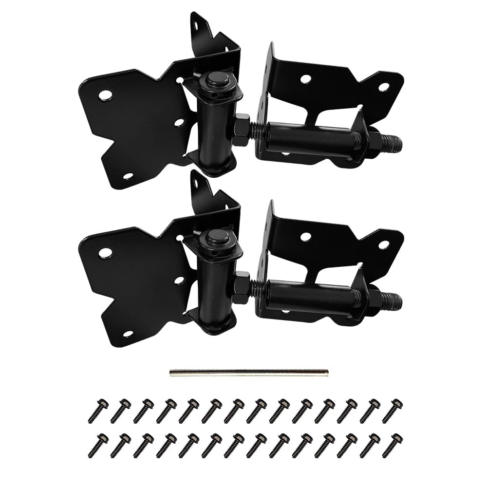 2 Pack Self Closing Gate Hinges for Wooden/Vinyl/PVC Fences, Heavy Duty Hinge...