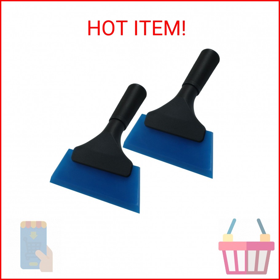 Hordion 2Pcs Small Squeegee 5" Rubber Blade Window Tint Squeegee Blue