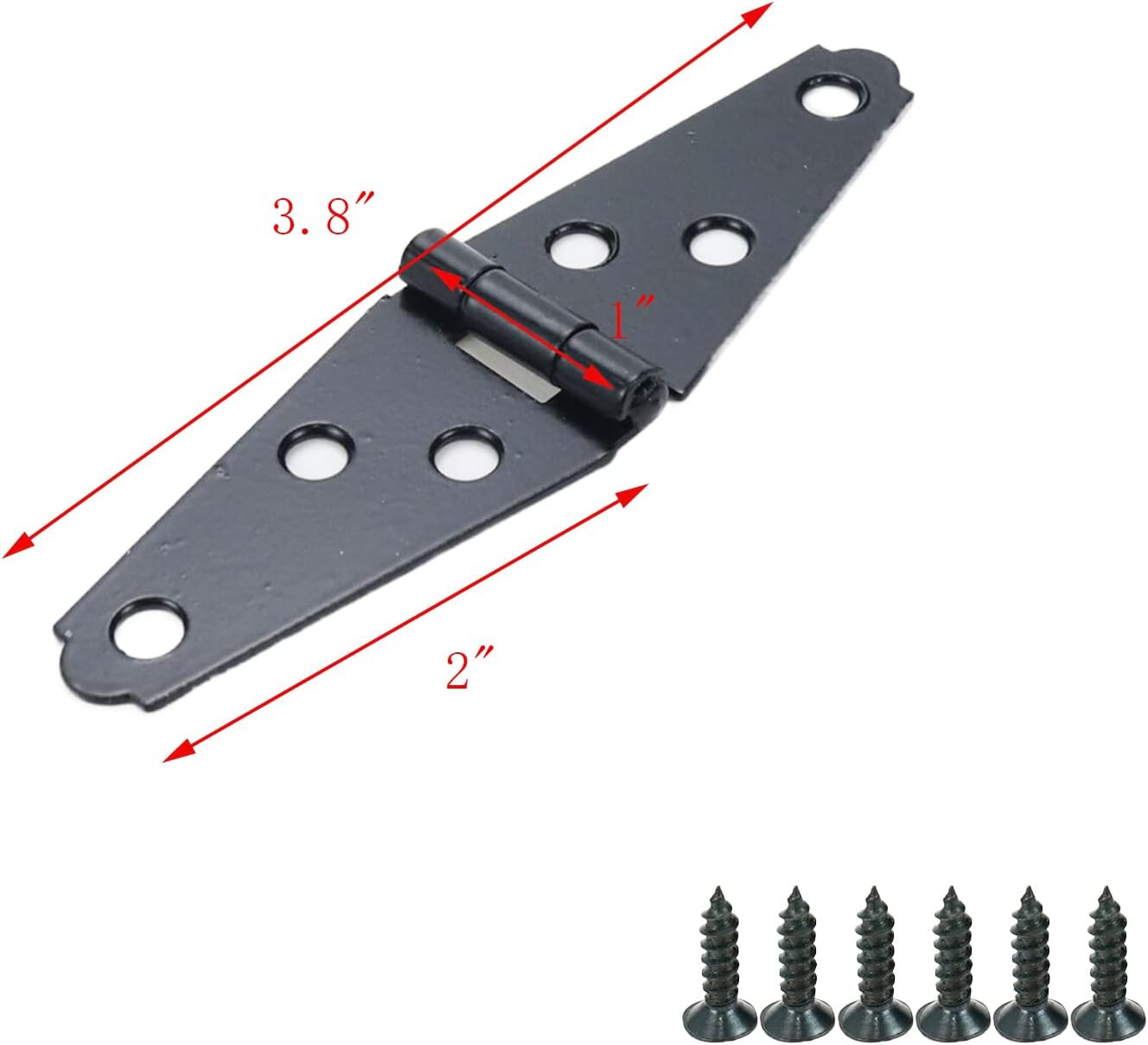 2" Strap Hinges Heavy Duty Gate Hinges,Black,6Pcs | Cabinet Latch Door Hinge wit