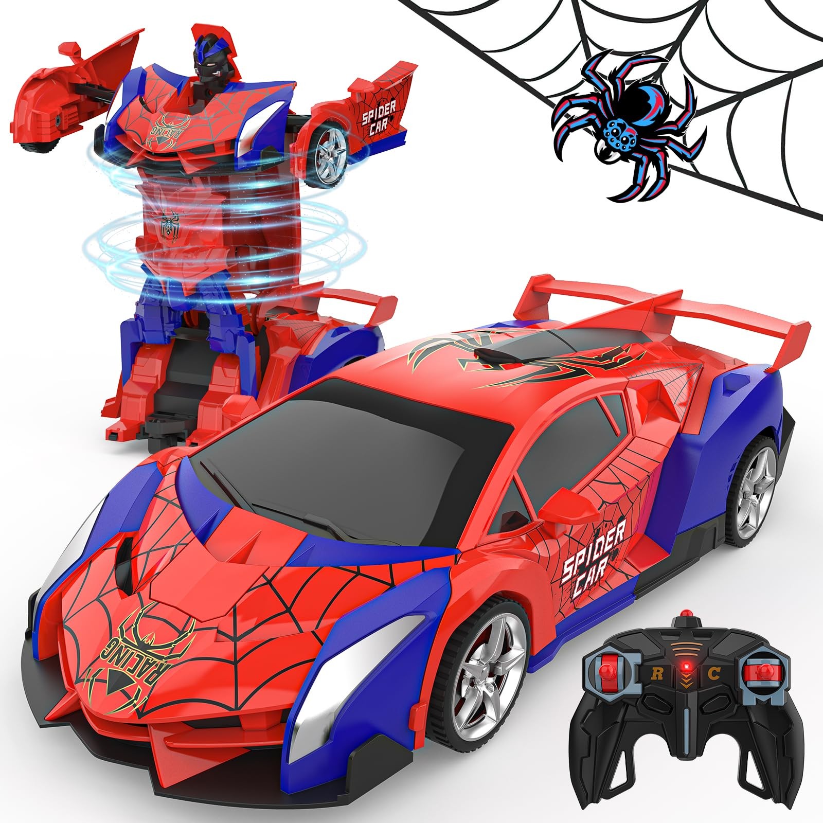 BLUEJAY Transform Rc Cars for Boys 4-7 8-12, 9.2 x 2.7 x 4.2 inches, Red