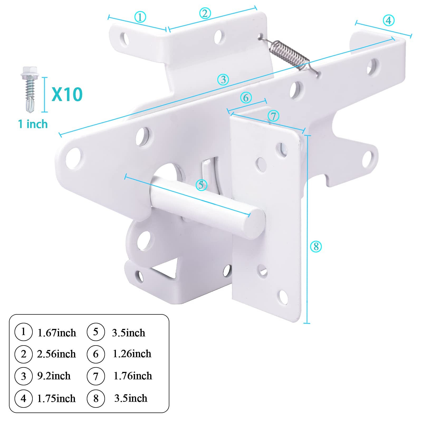 BORDERSMOVER White Automatic Gate Latch