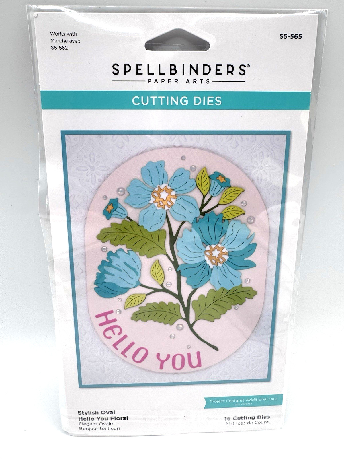 Spellbinders Stylish Oval Hello You Floral Cutting Dies S5-565 16pc Flower Set