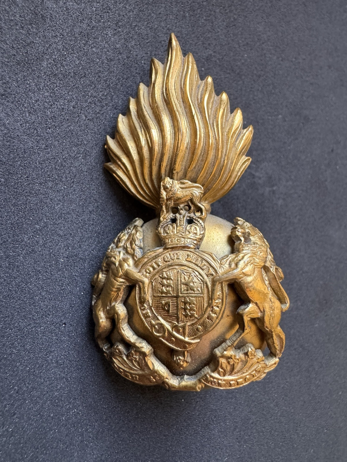 WW2 British Army Royal Scots Fusiliers Officer's Busby Cap Badge