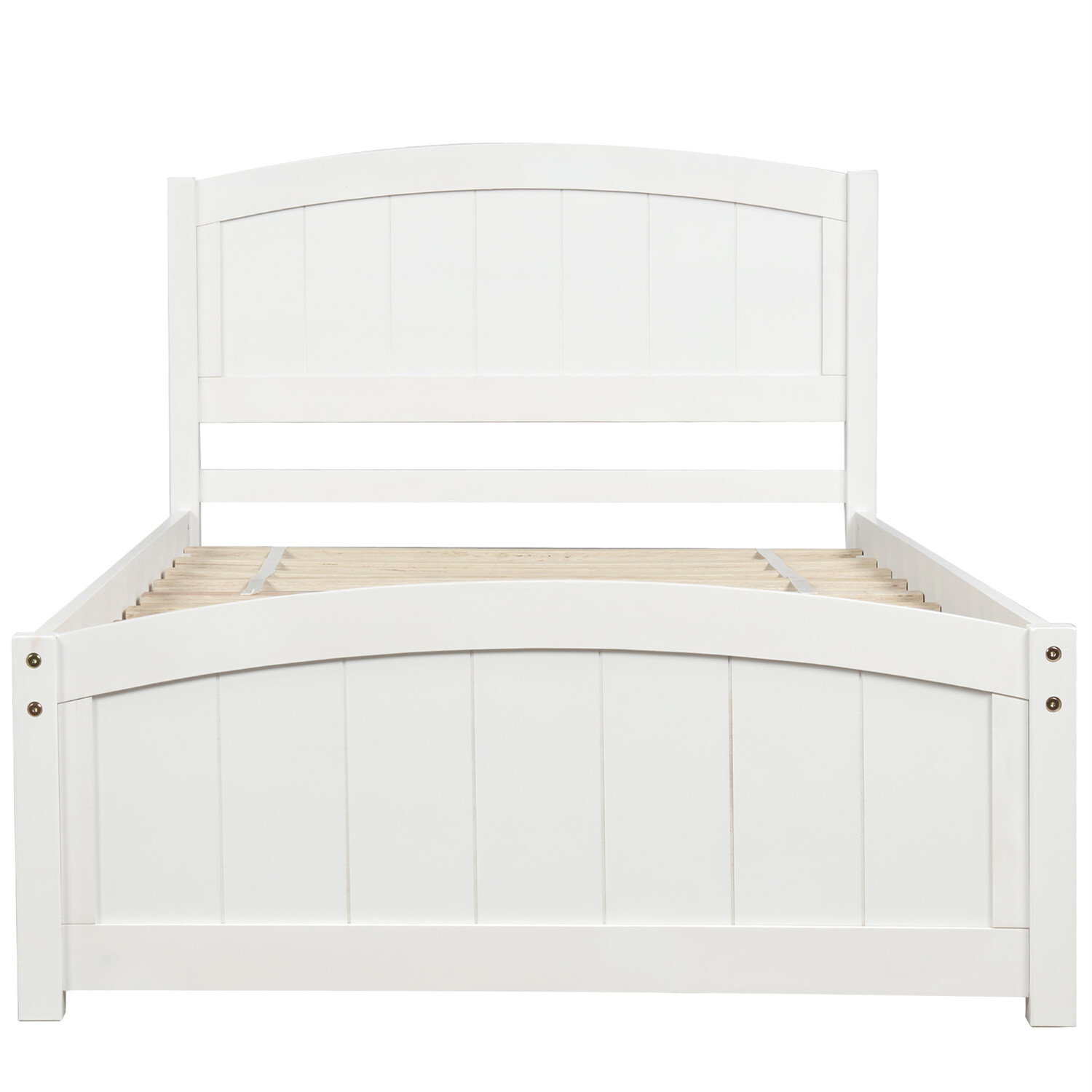 Twin Size Bed Frame Wood Platform Bed Frame with Headboard White/Gray/Espresso