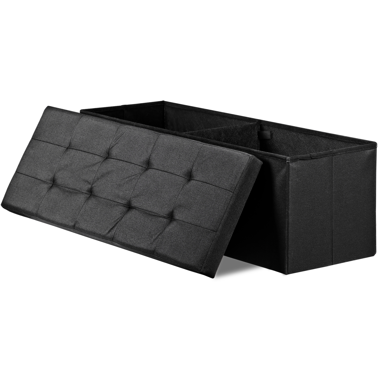 43" Long Durable Ottoman Bench Storage Bench Chest Food Stool 8 Stitchings Black