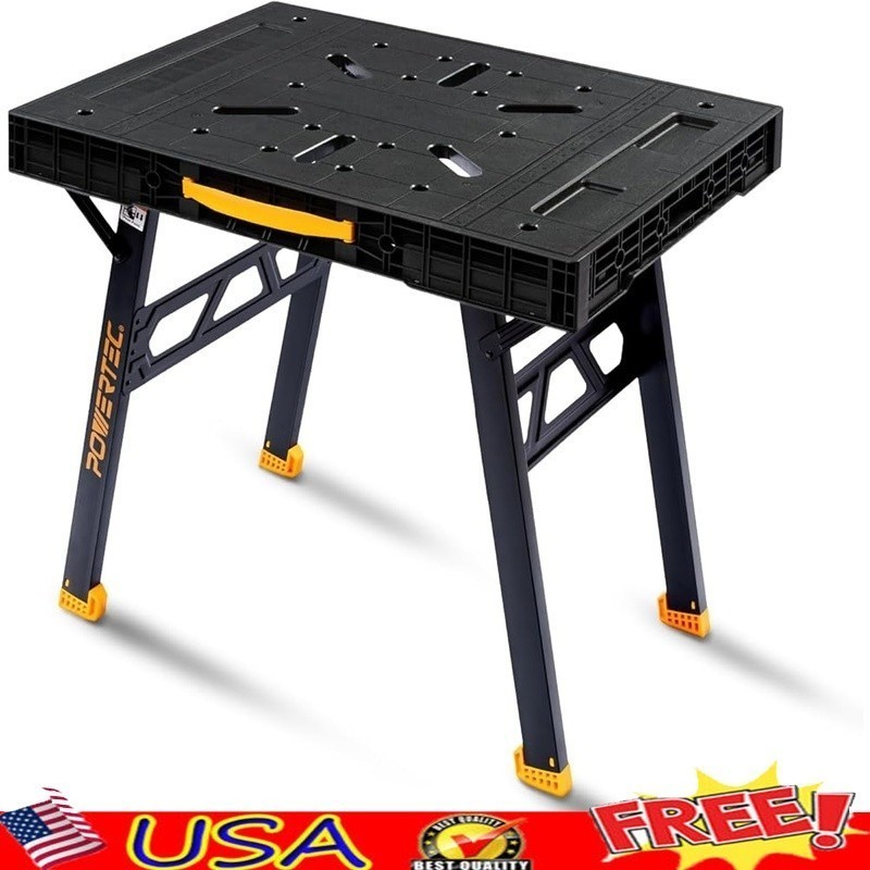 Heavy-Duty Folding Workbench Portable Table W/ Rulers Clamping Slots Dog Holes