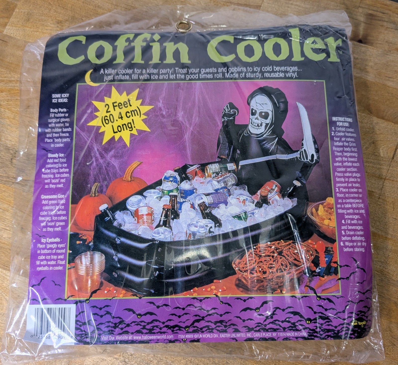 SCREAM Coffin Cooler Halloween Inflatable Party Decor Ghost Face 1997 Fun World