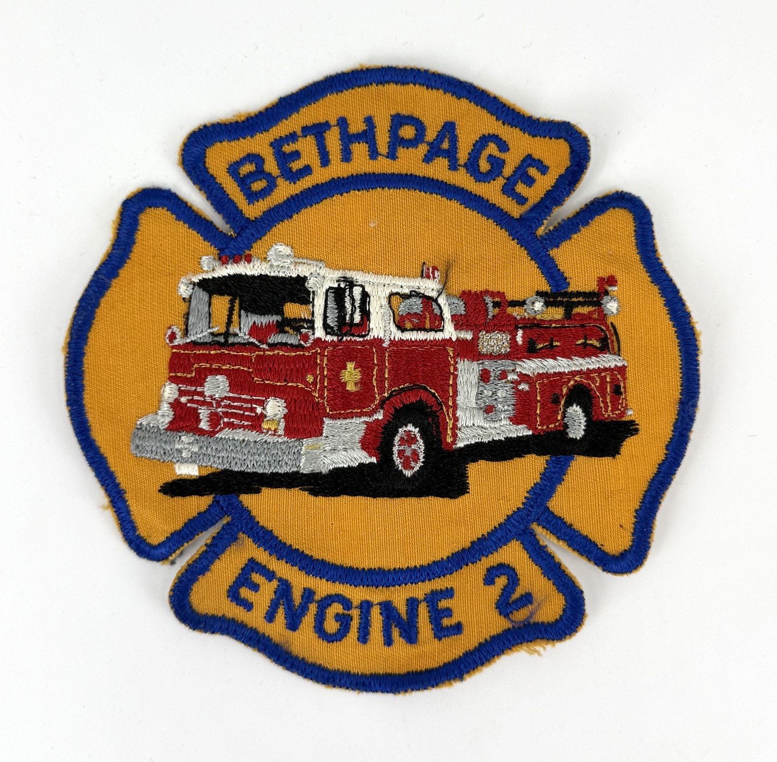 Vintage Bethpage New York Fire Dept Engine 2 Embroidered Patch Sew On
