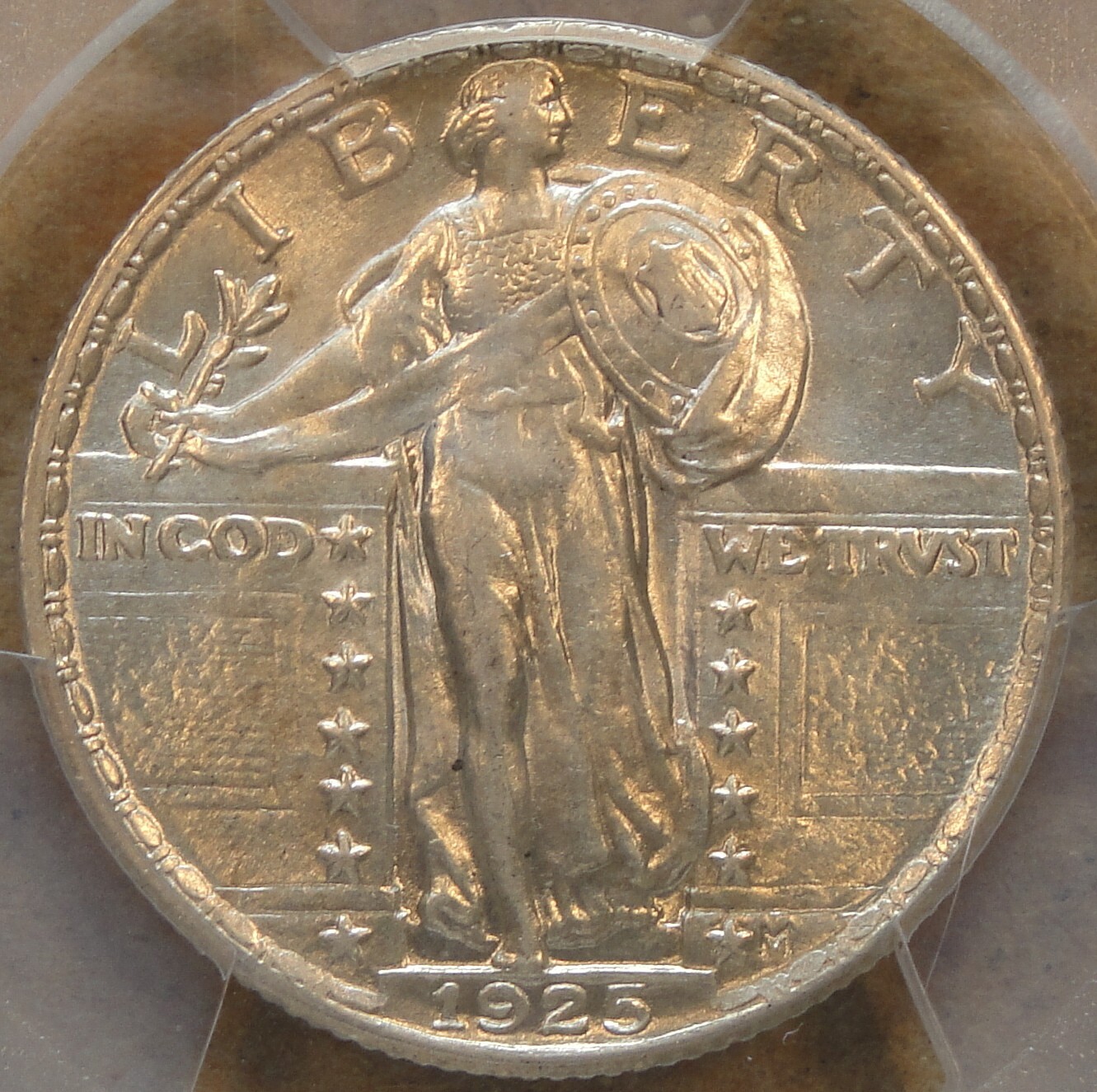 1925 Standing Liberty Quarter 25c PCGS MS62 Nice All But White Coin