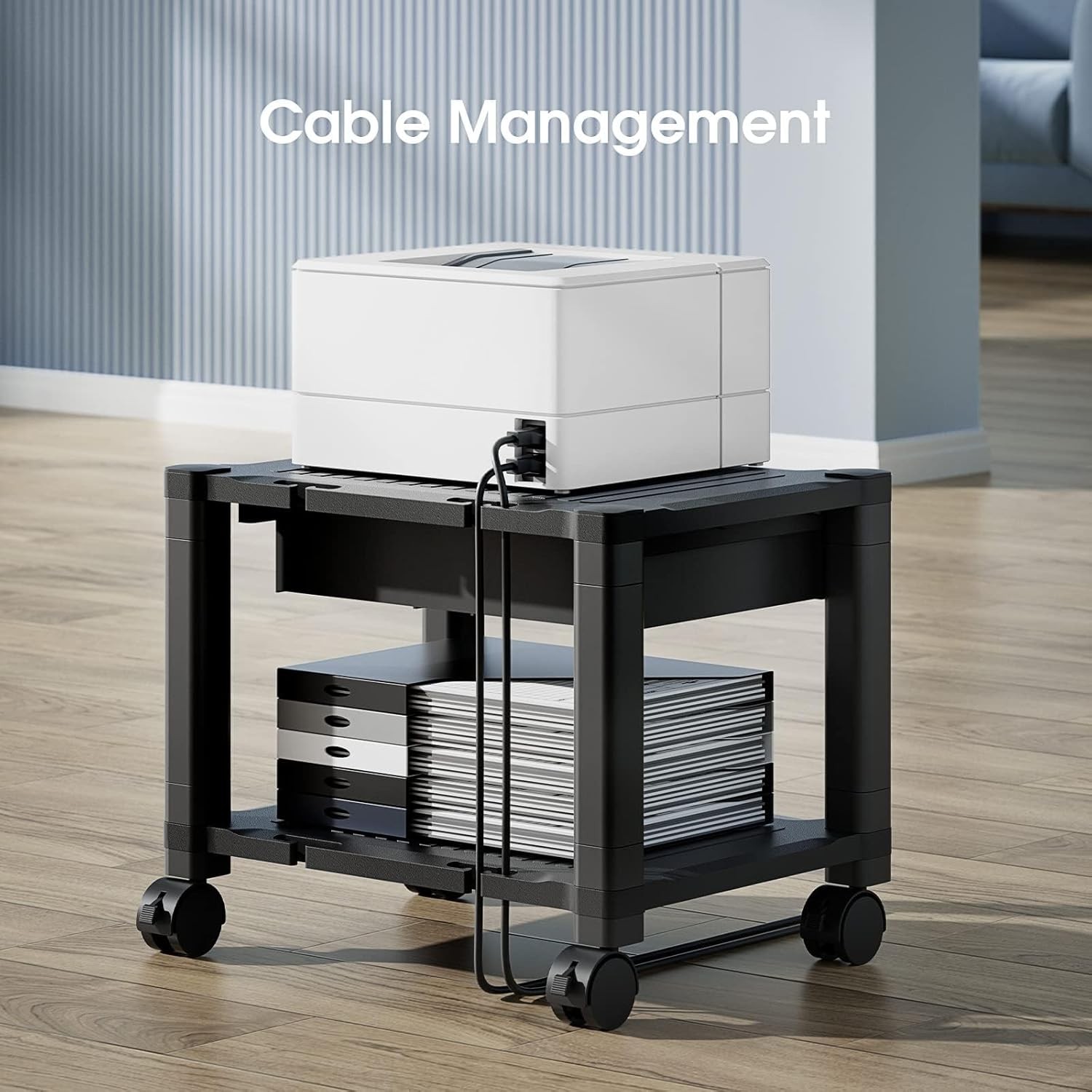 Printer Stand W/ Cable Management & Storage Drawer Printer Table W/ Locking New