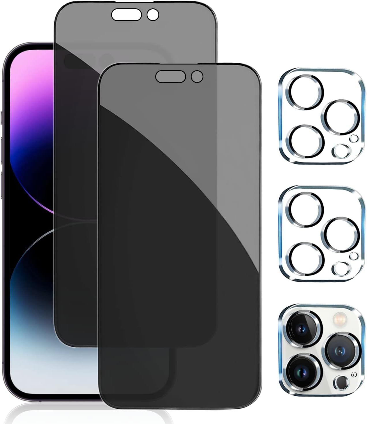 2+2Pack Protector De Pantalla Privacidad Vidrio Templado Para Iphone 14 Pro Max