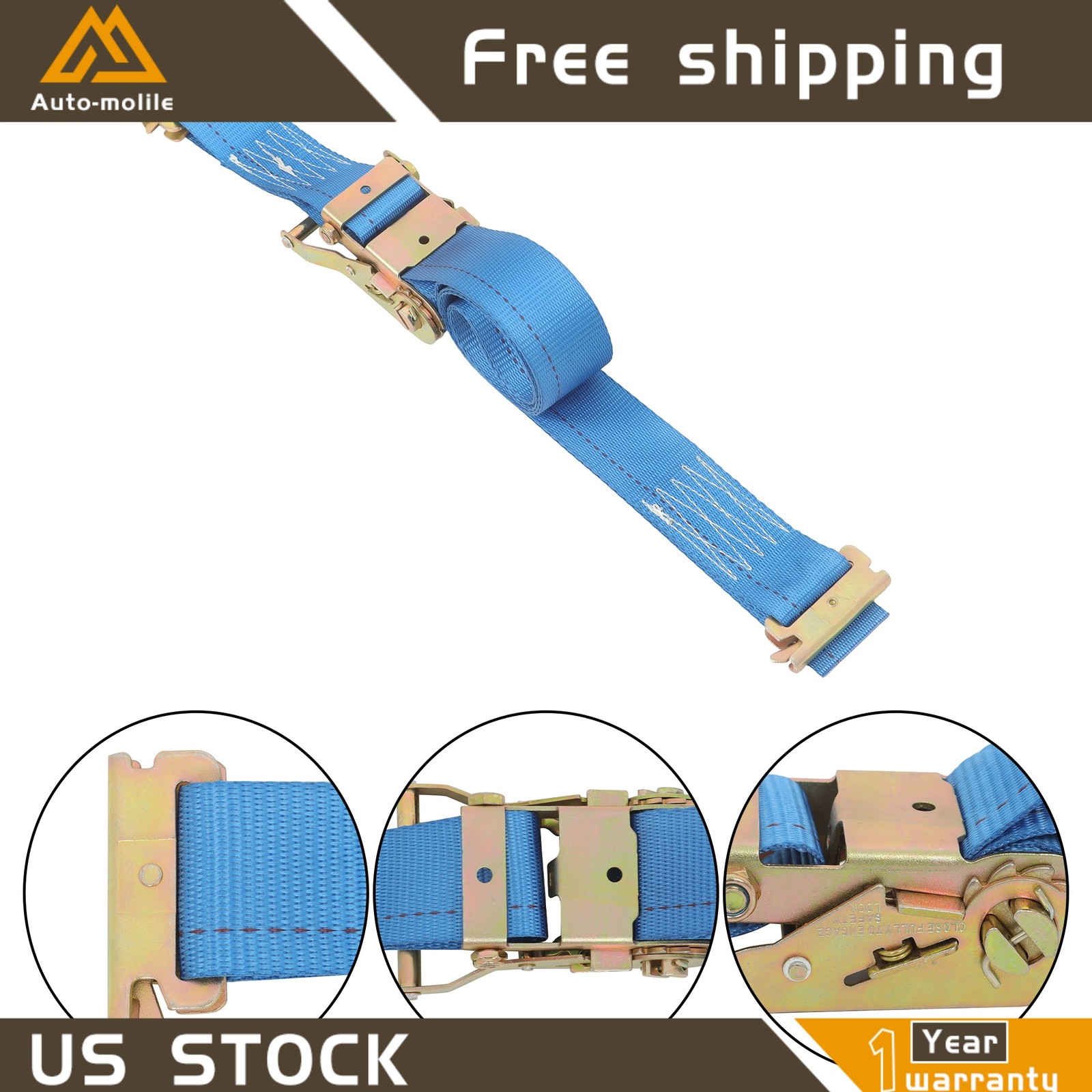 Heavy Loads E Track System With Wheel Chock 7.5' Blue Ratchet Tie Down Straps