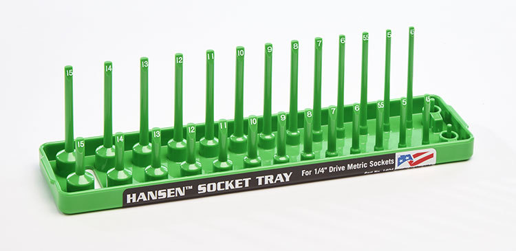 Hansen Global 1404 Green 1/4 Drive Metric Socket Organizer Made in USA