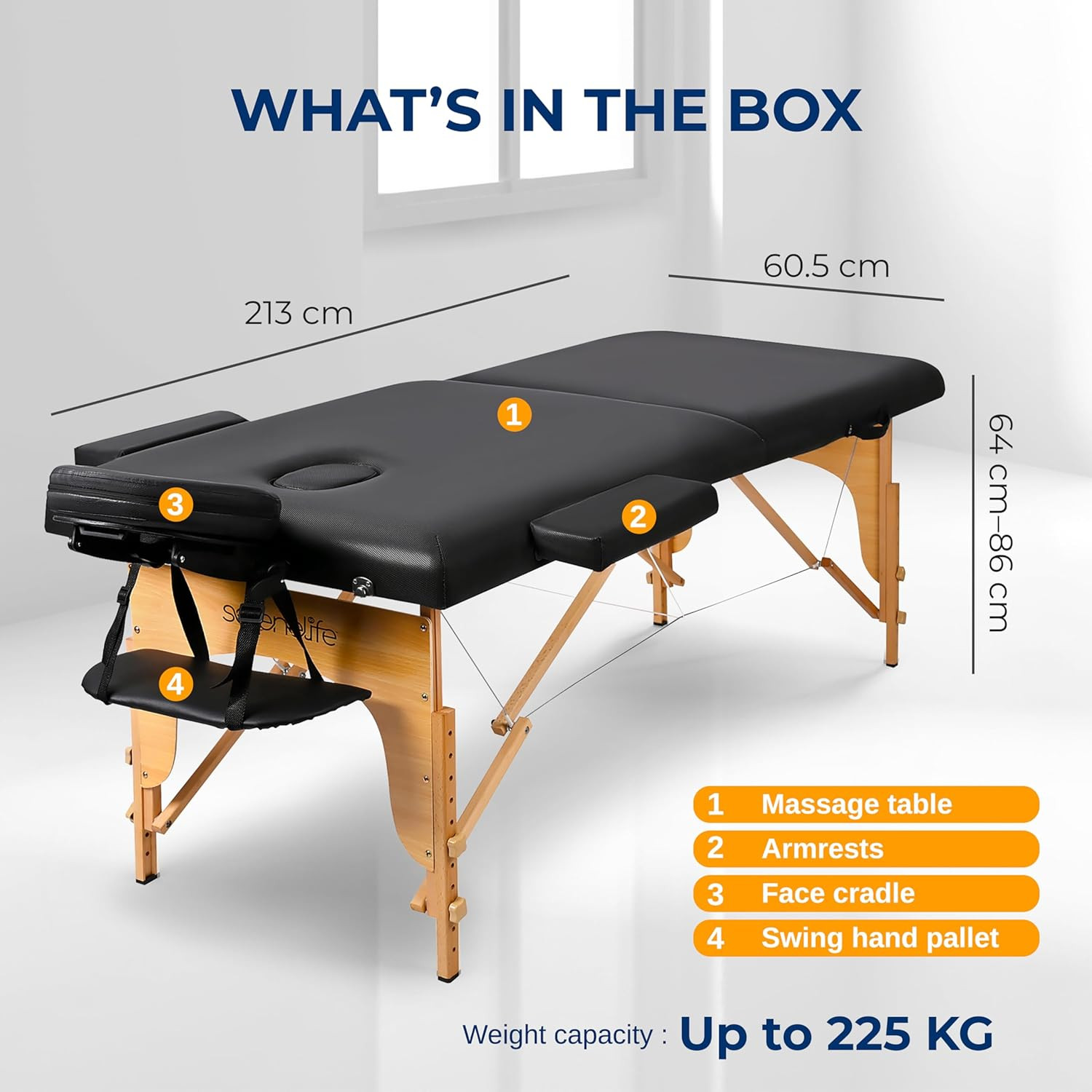 Portable Massage Table 24 Inch, Height Adjustable 3 Sections Massage Bed & Foldi