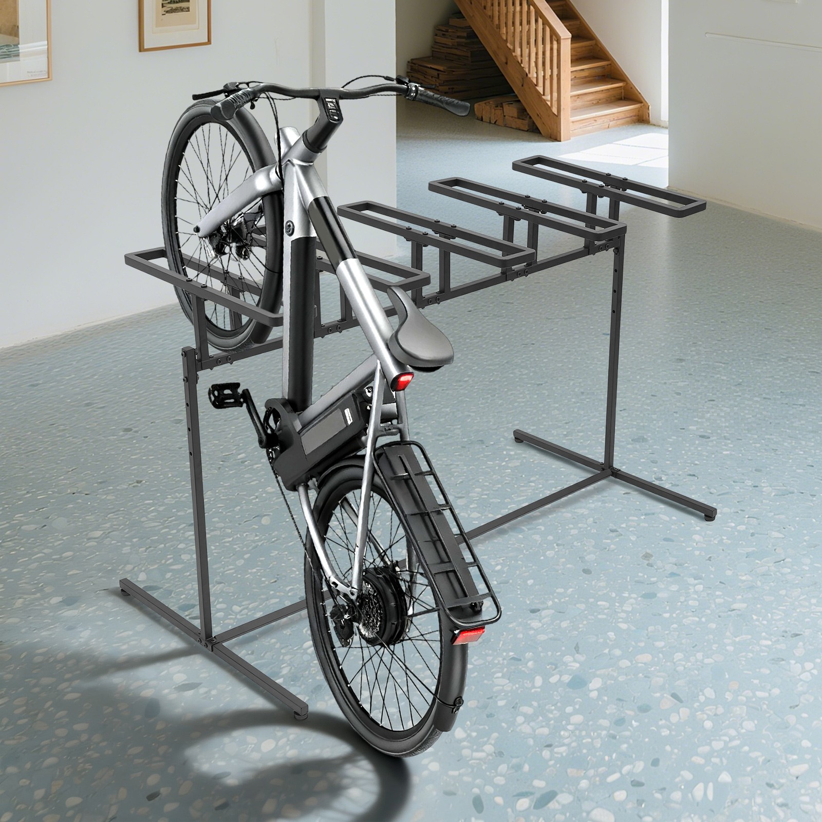 5 adjustable height bicycle bracket, metal bicycle storage and sorting rack