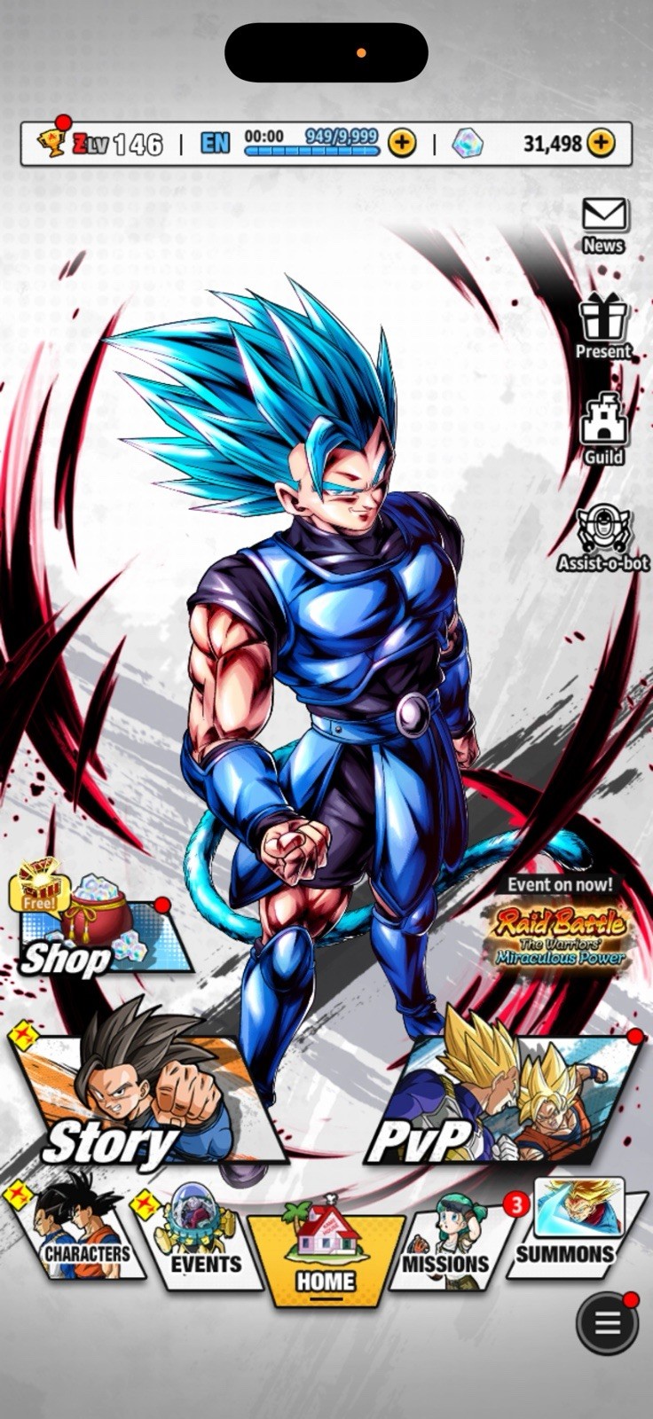 Dragon Ball Legends Game Account ZLV 146 LEGENDS LIMITED SPARKING UL Lv 5000