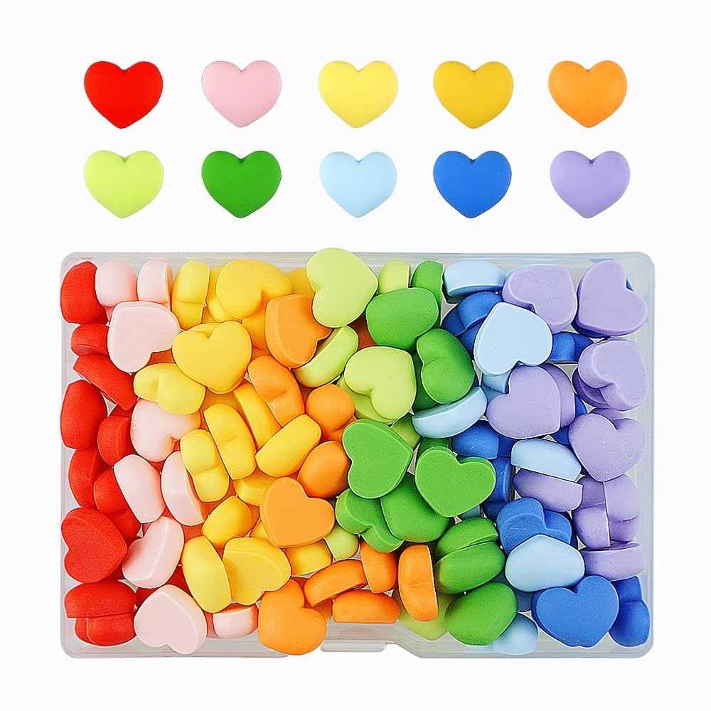 120 PCS Colorful Resin Heart Plastic Mini Flatback Bulk Crafts Embellishment