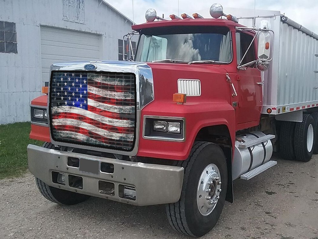 GrilleAdz Premium Old Glor USA Flag Bugscreen for Ford Sterling LTL 9000