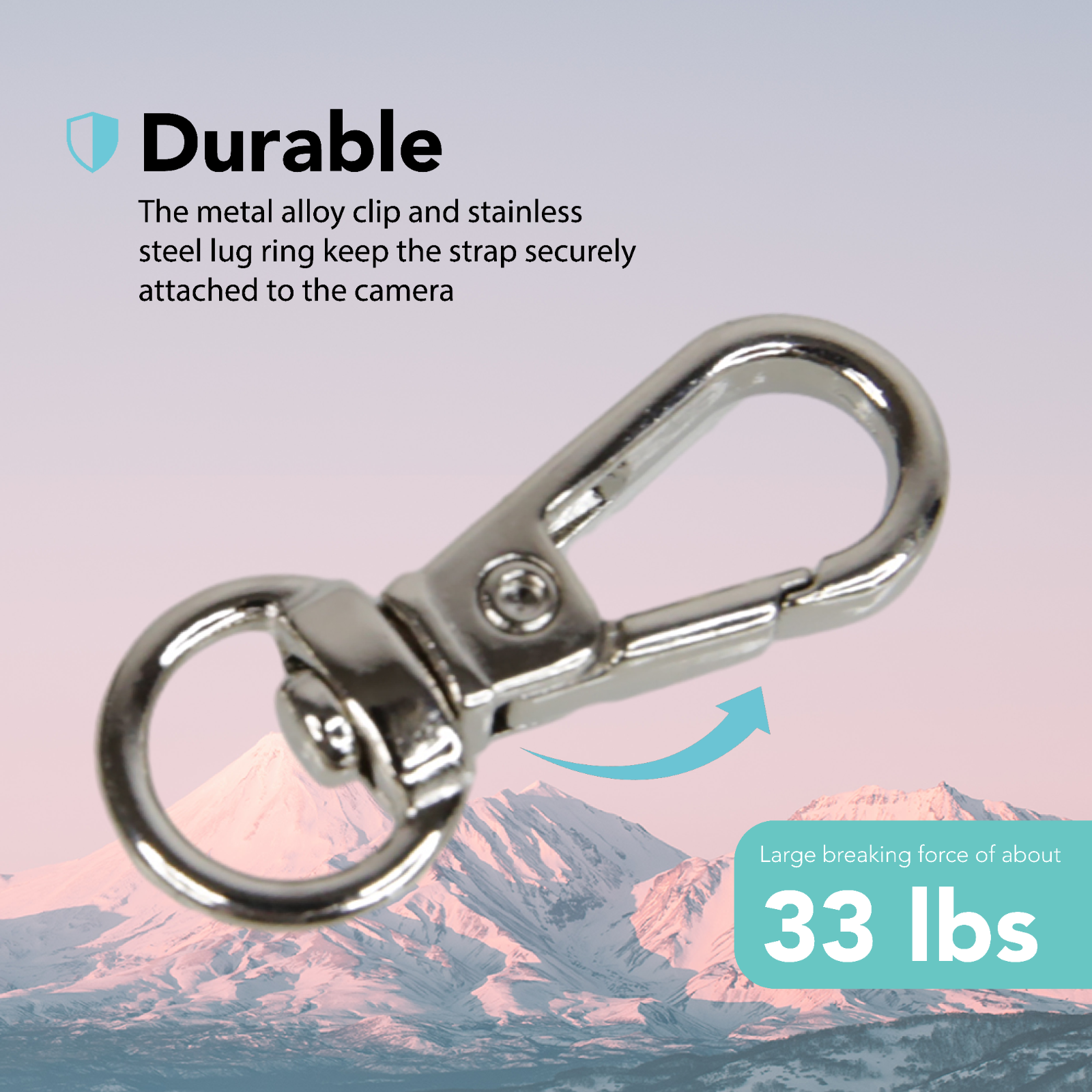 Silver Camera Quick Release for Camera with Round Strap Lugs for Camera Straps