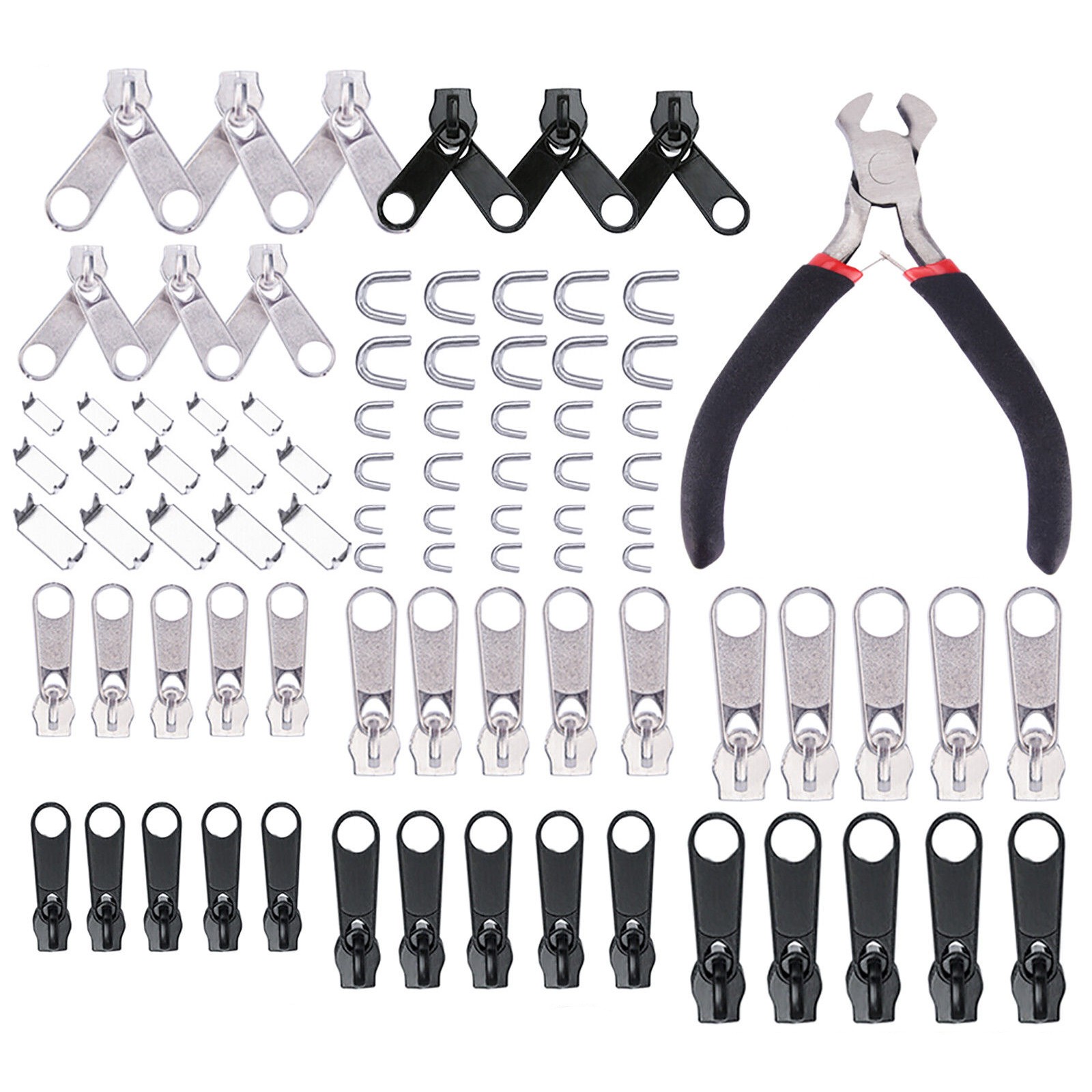 85Pcs/lot Zinc Alloy Tent Jeans Bag Fix Zipper Zip Slider Repair Instant DIY Set