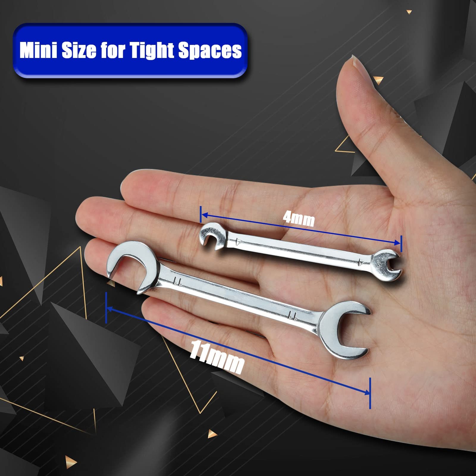 10 PCS Mini Double Open End Wrench Set Metric 4mm11mm SuperThin Silver