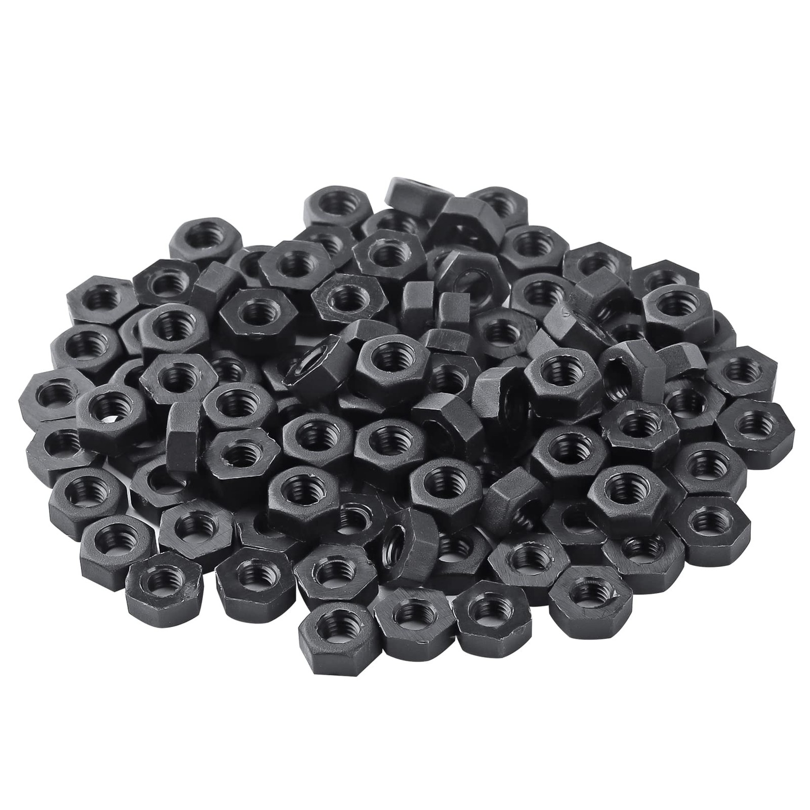 100 Pack M3-0.5mm Black PC Hex Nuts, Metric Coarse Thread, Plastic, Nylon