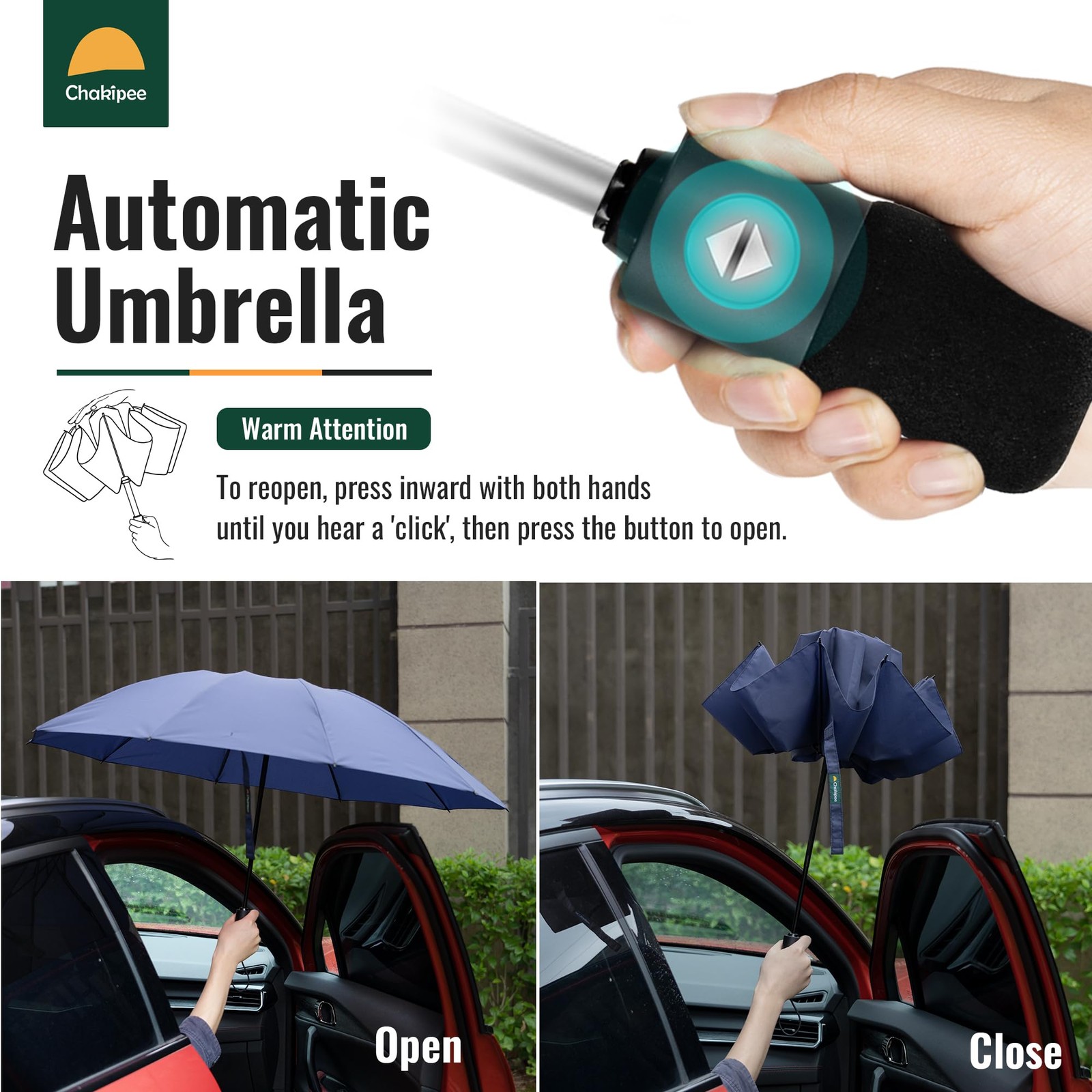 Compact Travel Umbrella Windproof Automatic Folding Rain