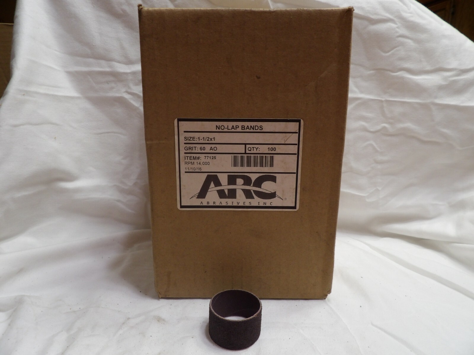 ARC Abrasives No-Lap Bands 1-1/2x1 #77125 Grit- 60 AO, RPM- 14,000 (Box of 100)