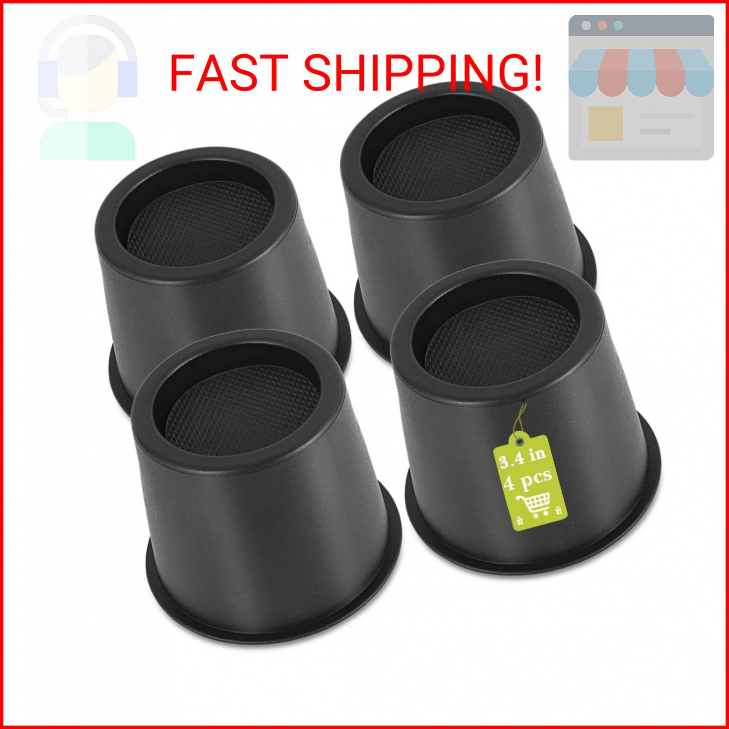 Yookwutar 4 Pack Furniture Risers 4 Inch, Bed Risers Heavy Duty for Table Desk C