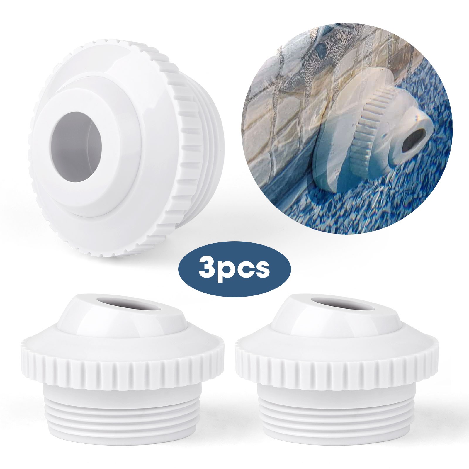 3PCS Swimming Pool Spa Return Jet Nozzle Spout Fitting 1-1/2" MPT 3/4" Opening