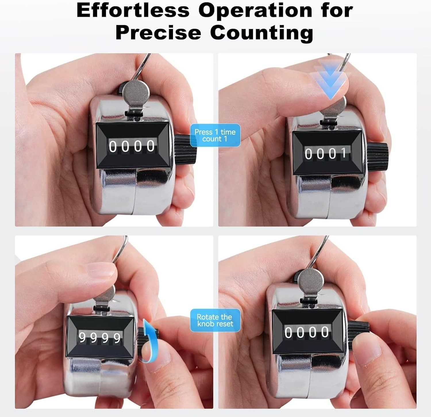 Compact Metal Clicker Counter with Tactile Feedback for Accurate Tracking