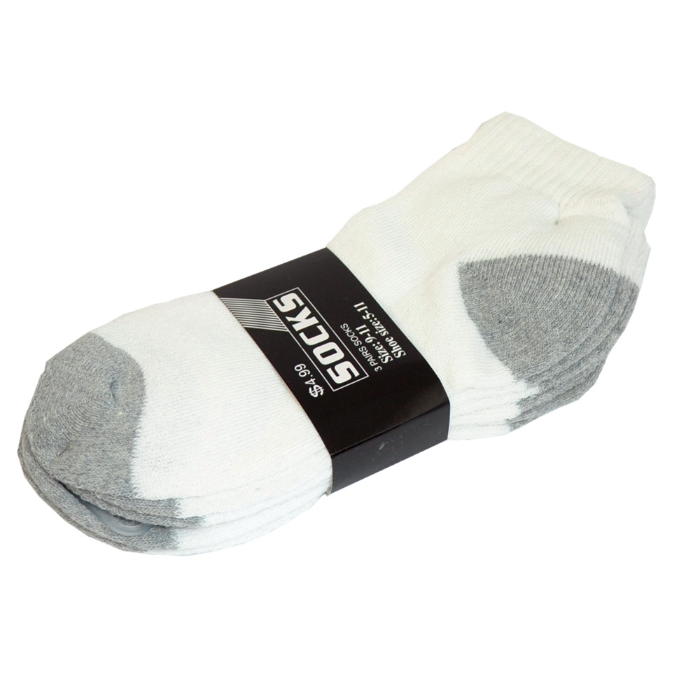 3-12 Pairs Ankle Quarter Crew Mens Socks White 2 Tones Cotton Size 9-11 10-13