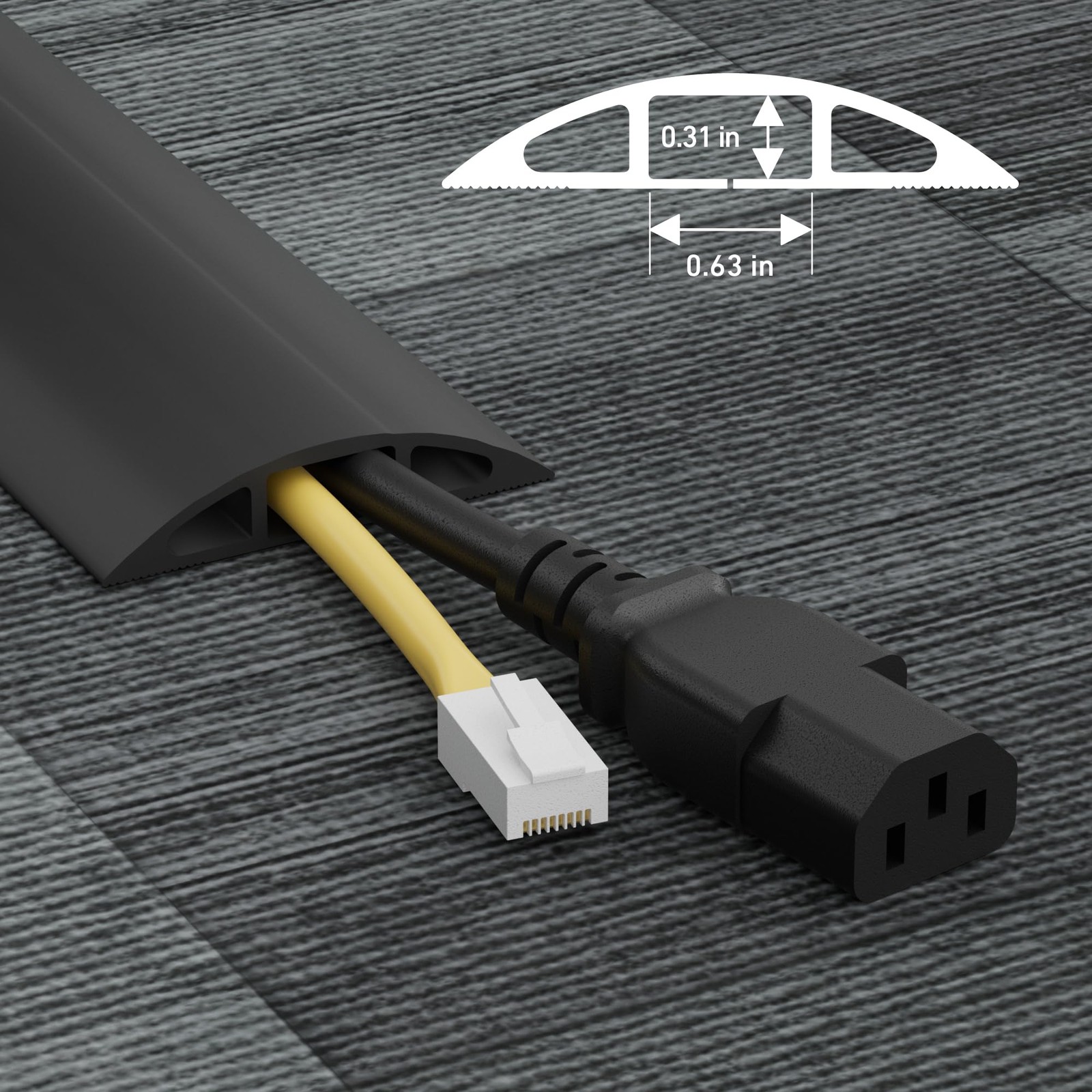 D-line 6Ft Floor Cord Cover, Cable Protector, Hide Extension Cords,